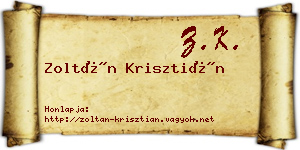 Zoltán Krisztián névjegykártya