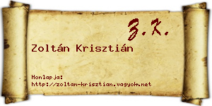 Zoltán Krisztián névjegykártya